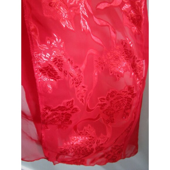 Vintage Shirley of Hollywood Open Robe Cover Up Sheer Red Lace One Size GUC - Picture 11 of 12